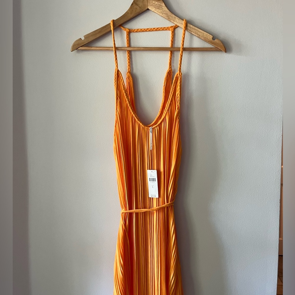 Anthropologie Vibrant Orange Pleated Top